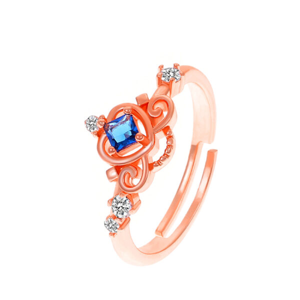 Blue Diamond Rose Gold Adjustable Ring