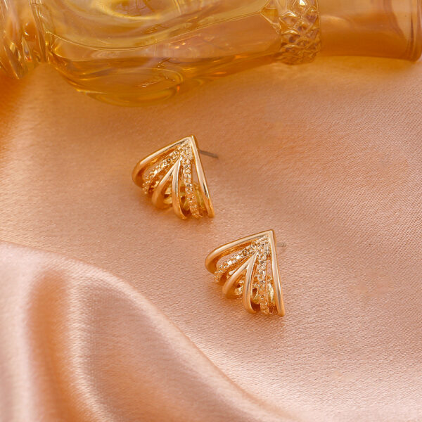 Golden Tringle Shape Stud Earrings