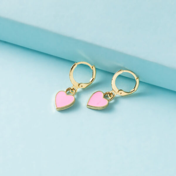 Light Pink Heart Golden Earrings