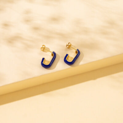Blue Half Hoops Earrings