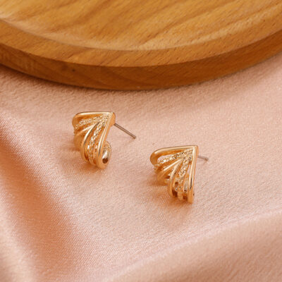 Golden Tringle Shape Stud Earrings
