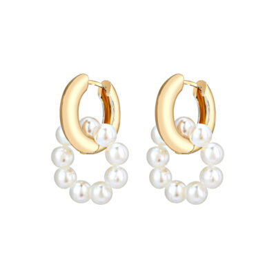 Mini Hoops Pearl Circle Golden Earrings