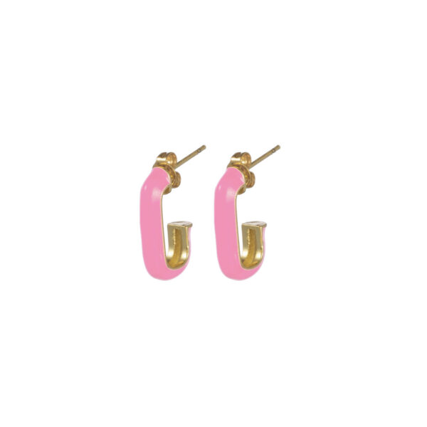 Pink Half Hoops Earrings