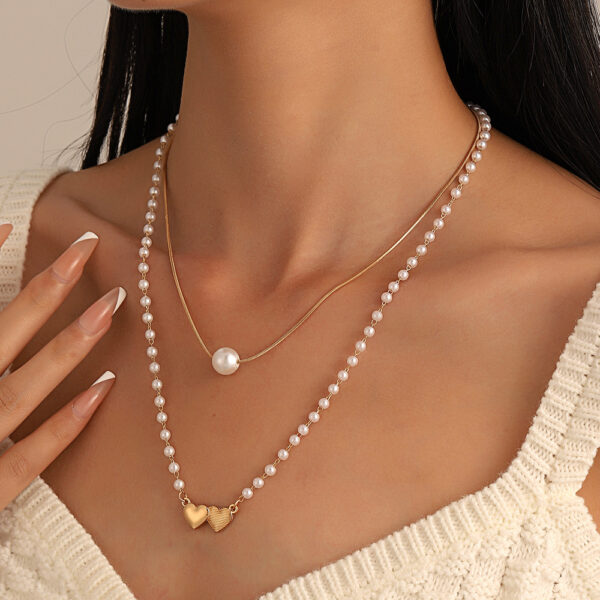 Double Layer Pearl Necklace  Golden