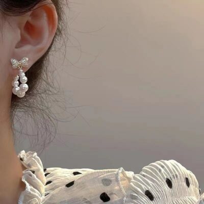 Golden Diamond Pearl Earrings