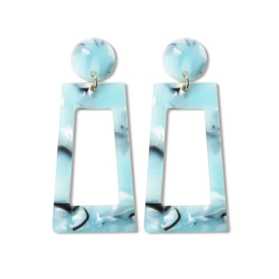 Rectangle Shape Blue Earrings