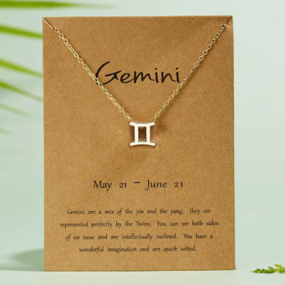Zodiac Sign Golden Necklace { Gemini }