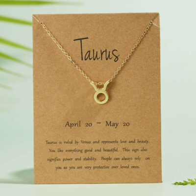 Zodiac Sign Golden Necklace{ Taurus }