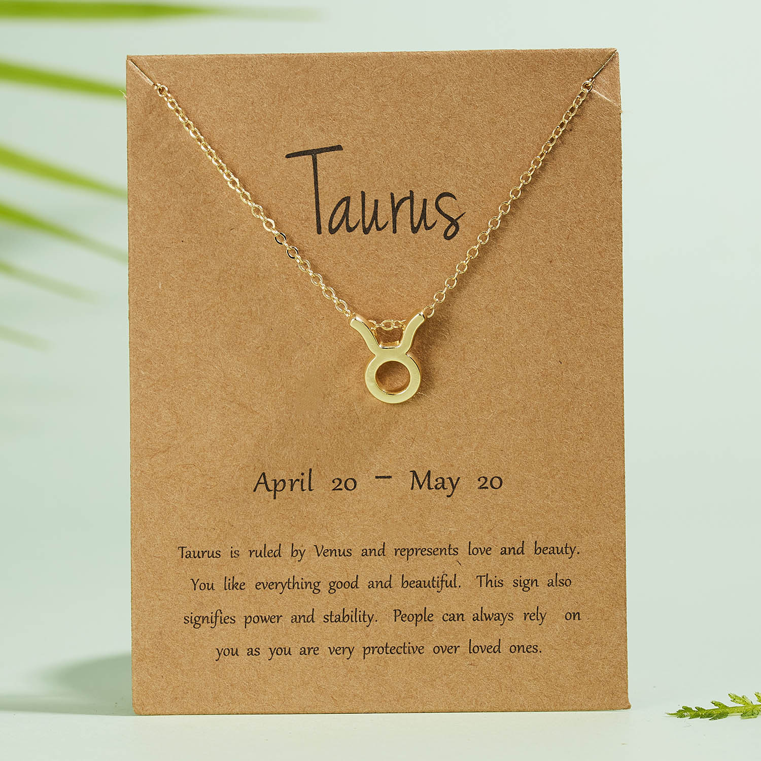 Poplins Taurus Zodiac Star Sign Necklace Pendant for Girls / Women - Gold
