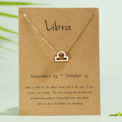 Zodiac Sign Golden  Necklace { Libra}