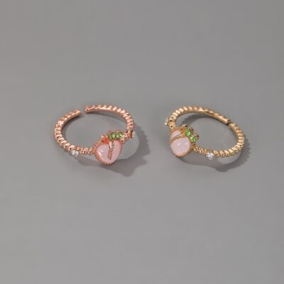 Pink Stone Golden Adjustable Rings