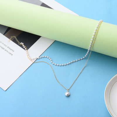 Golden Double Layer Pearl  Necklace