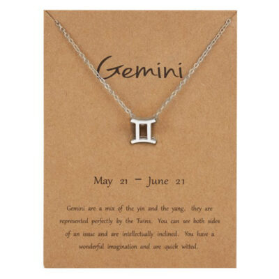 Zodiac Sign Silver Necklace { Gemini }