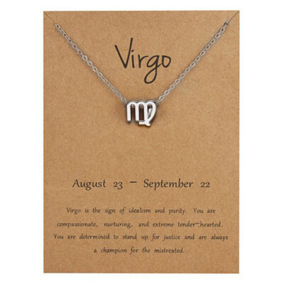 Zodiac Sign Silver  Necklace { Virgo }