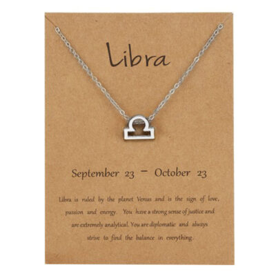 Zodiac Sign Silver Necklace { Libra }