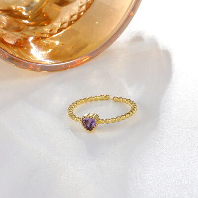 Purple Diamond Golden Rings