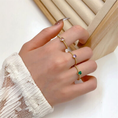 Green Diamond Golden Rings