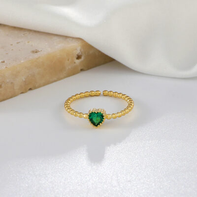 Green Diamond Golden Rings