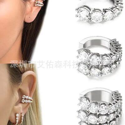 Diamanté Silver Earcuff / Ring 1 pc