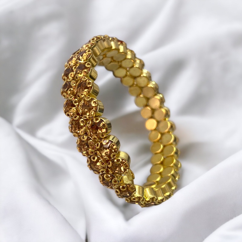 Brass 18k Rose Gold Round Crystal Halo Chain Bracelet For Women  ZIVOM