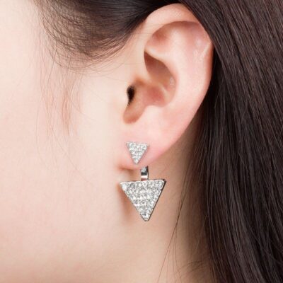 Diamond Silver Double Earrings