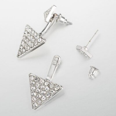 Diamond Silver Double Earrings