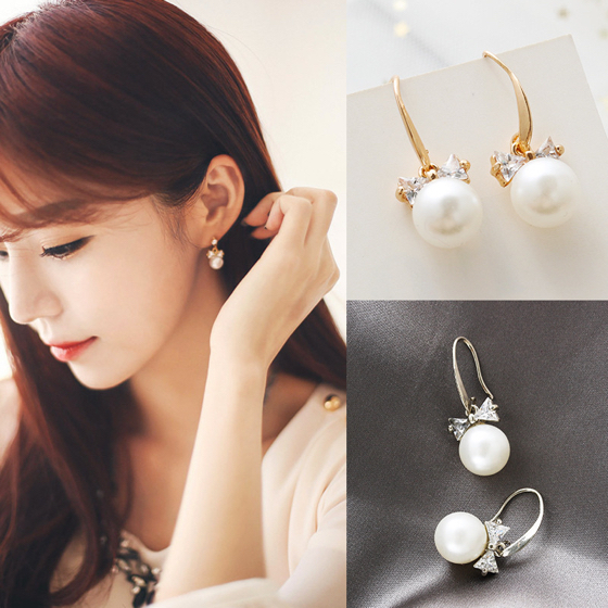 Freshwater pearl bow earrings curated on LTK