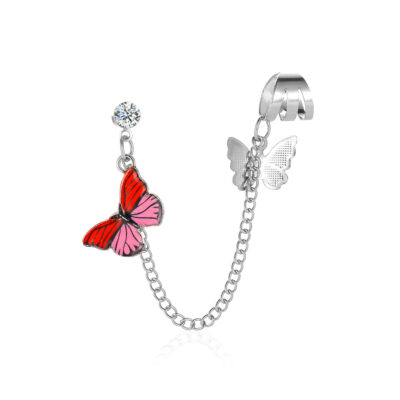 Silver Butterfly Ear Cuffs