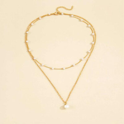 Pearl Pendant Double Layer Necklace