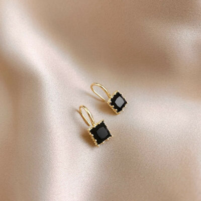 Black Square Diamond Earring