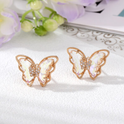 Crystal Shining Butterfly Stud