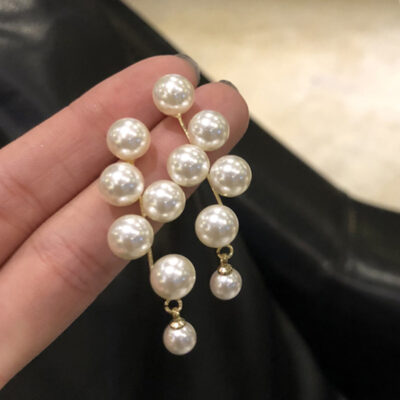 Grape String Pearl Earrings