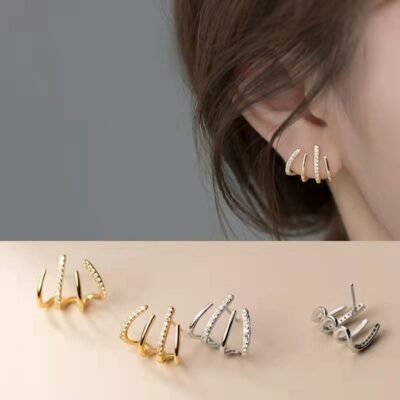 Small Fresh Diamond Line Earrings
