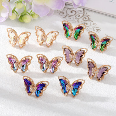 Crystal Shining Butterfly Stud