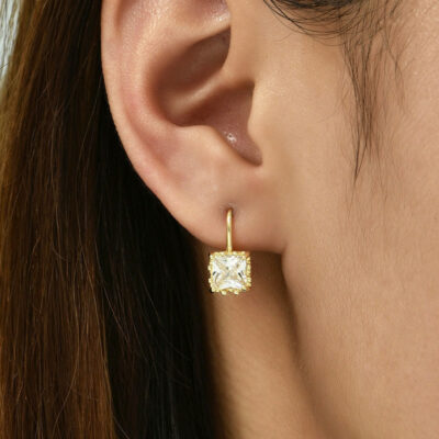 Black Square Diamond Earring
