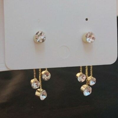 Three Hanging Diamond Earrings