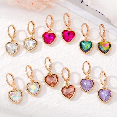 Crystal Shining  heart Earrings