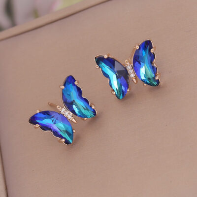 Crystal Glass Butterfly Studs