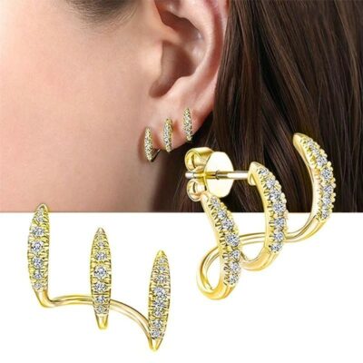 Diamond Three Layer Earrings