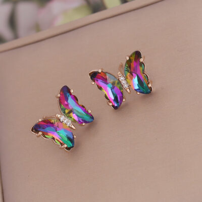 Crystal Glass Butterfly Studs