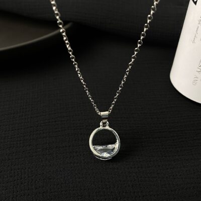 Silver Half Diamond Necklace
