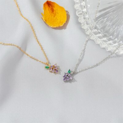 Grapes Pendant Golden Chain Necklace