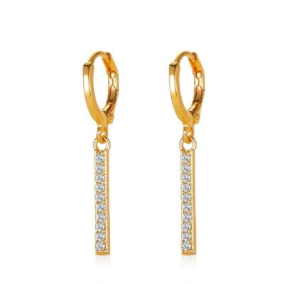 Golden Long Word Long Strip Earrings