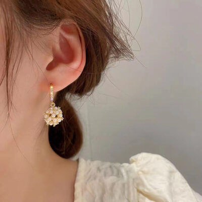 Pearl Zircon Pendant Earrings