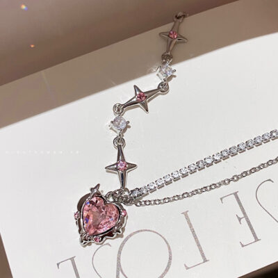 Pink Diamond Love Star Necklace