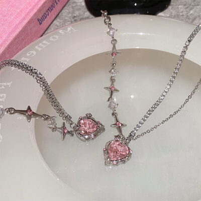 Pink Diamond Love Star Necklace