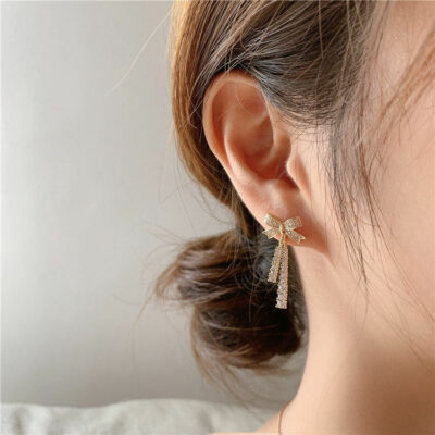 Pearl Bow Diamond Earrings