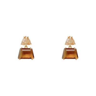 Brown Crystal Hanging Earrings
