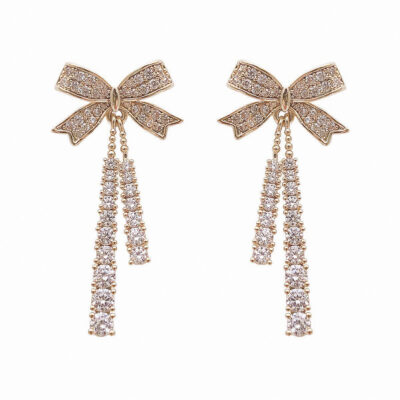 Pearl Bow Diamond Earrings